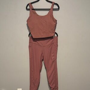 Ribbed Activewear Set - Dusty Rose